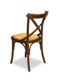 Stol Aima i massiv bok med rotting i sitsen