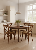 Stol Aima i massiv bok med rotting i sitsen